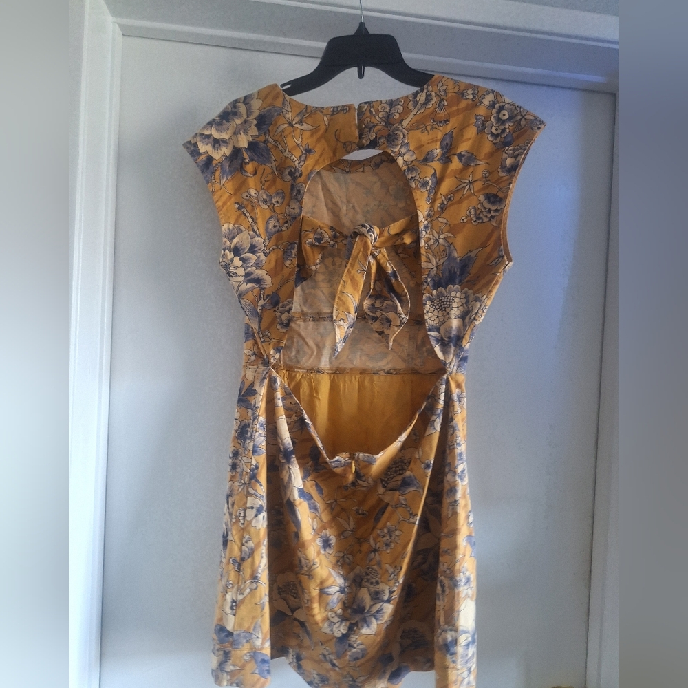 Anthropologie Gold Sheath Mini Dress with Open Back - Picture 2 of 5